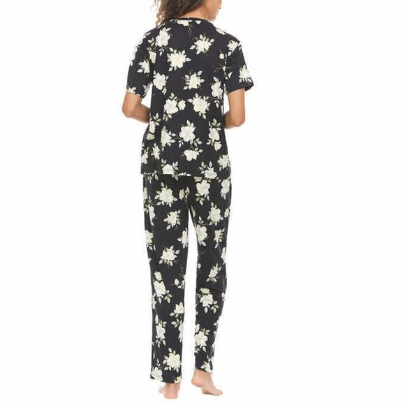 NEW Flora Nikrooz Ladies 2 Piece Pajamas PJs Set Women's Size XXL Black Floral - Picture 2 of 7